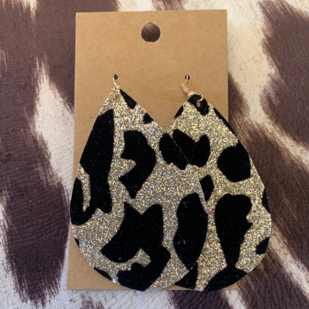 Glitter cheetah earrings
